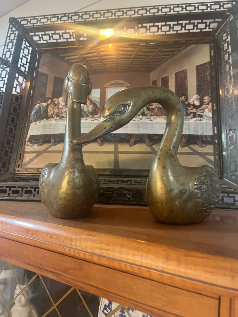Pair of vintage Brass Swan